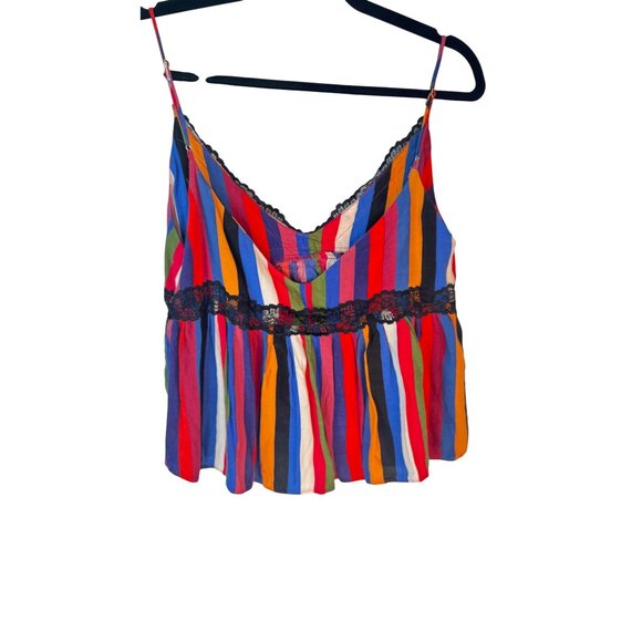 ZARA TRF Multicolor Striped Sleeveless Camisole With Black Lace Detail - Picture 9 of 15